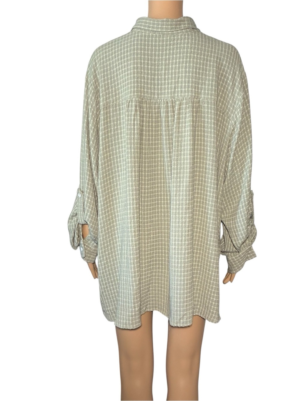 Jane + Delancey Women's 2X Sage Green Button Down Shirt Roll Tab Rayon Blend - Picture 2 of 8
